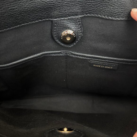 Burberry Banner House Check Derby Leather Medium Tote w/ Strap Authentic - Black - Picture 9 of 16